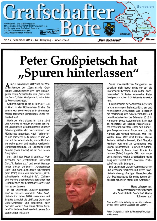 Grafschafter Bote trauert um Peter Großpietsch