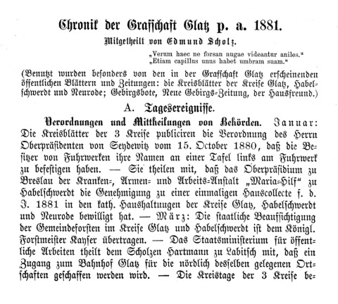 Abb. 6: Chronikbeginn 1881