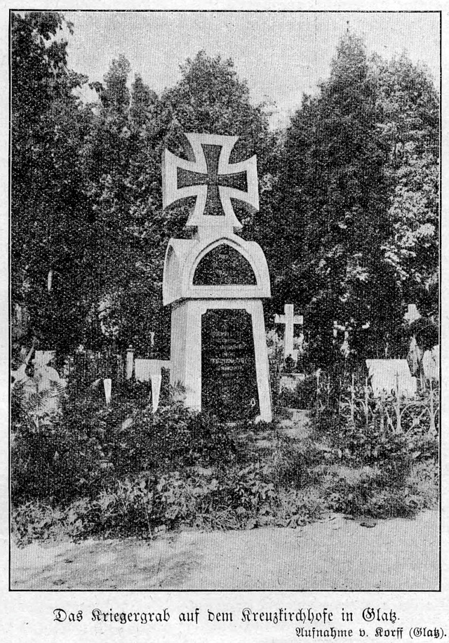 Das Kriegergrab auf dem Kreuzkirchhofe in Glatz.