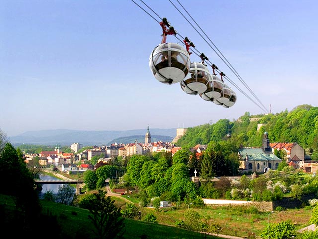 Fotomontage der Seilbahn in Glatz