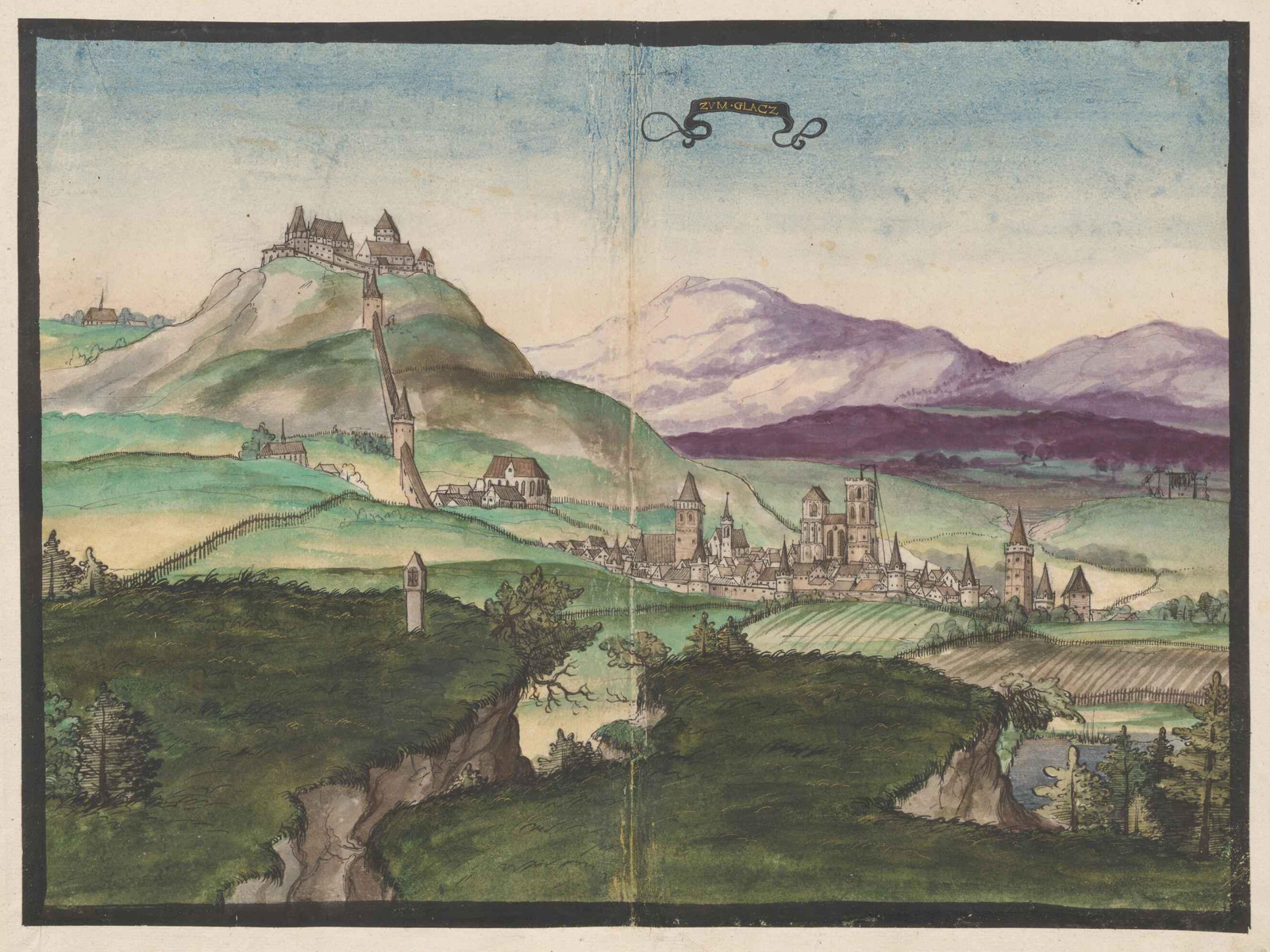 Stadtansicht von Glatz um 1536/1537