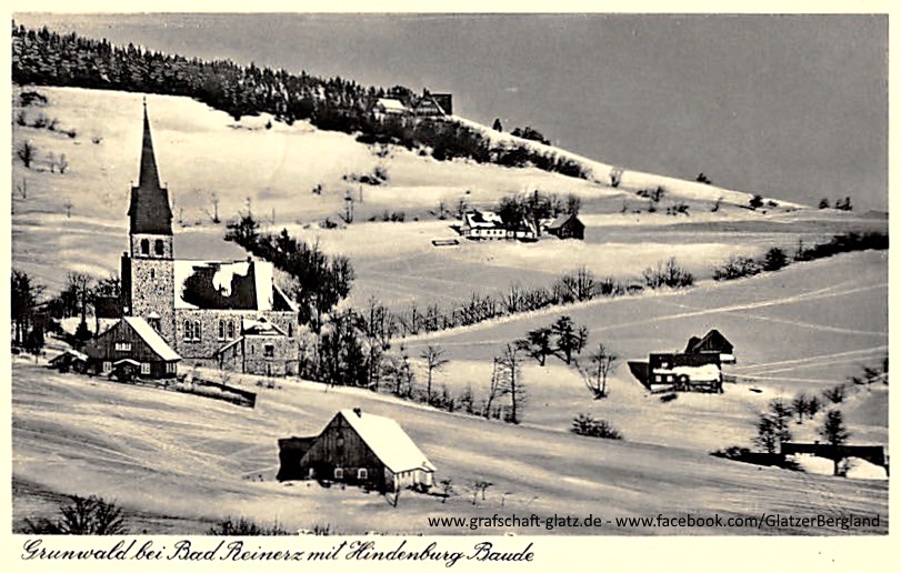 Ortsansicht mit Hindenburgbaude, im Winter