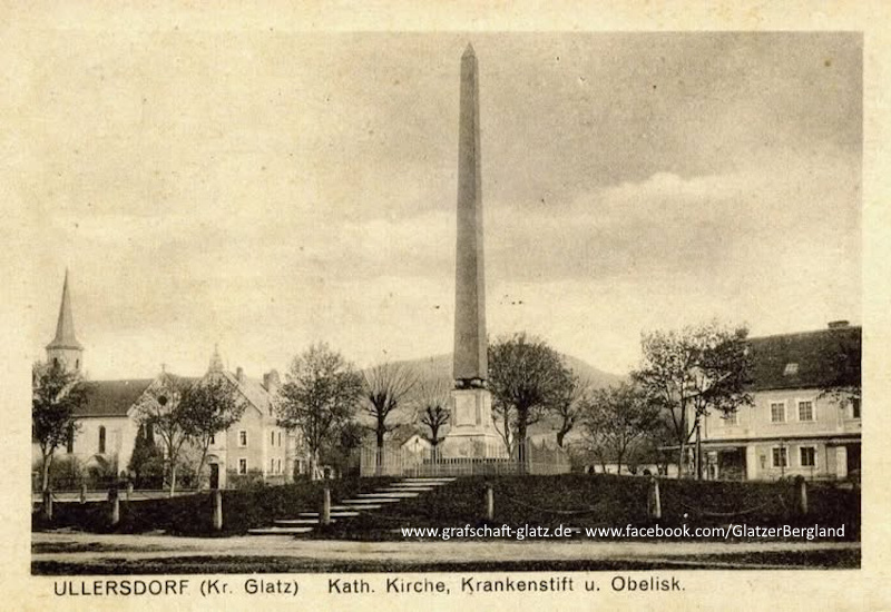 Kath. Kirche, Krankenstift u. Obelisk