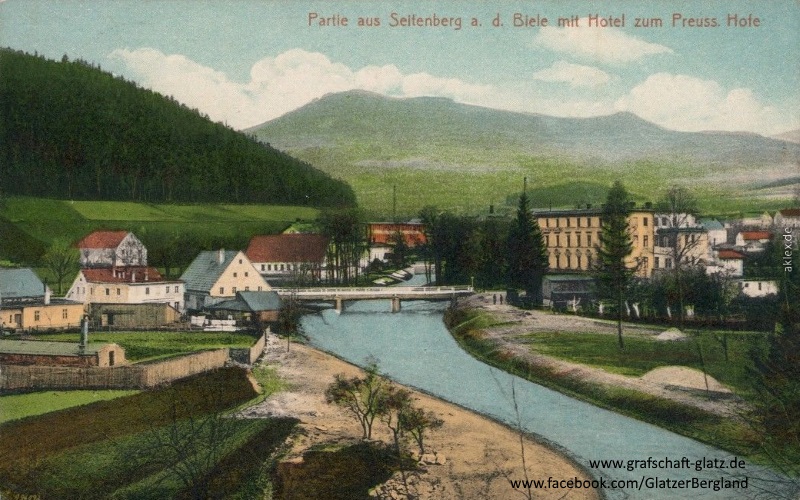 Partie aus Seitenberg an der Biele mit Hotel zum Preussischen Hofe