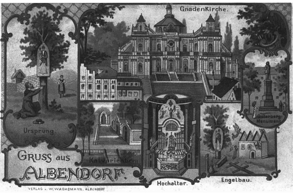 Albendorf, Mehrfach-Grusskarte von 1908
