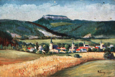 Gem&auml;lde mit Ortsansicht