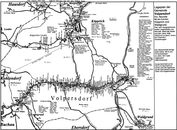 Ortsplan Volpersdorf mit Köpprich und Waldgrund