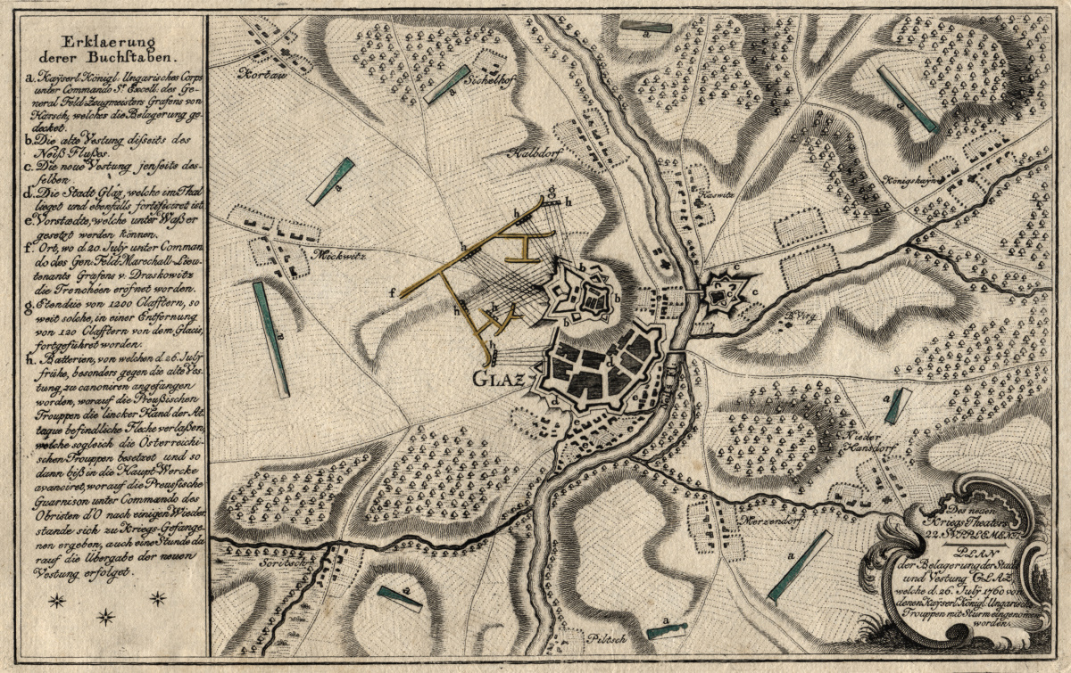 PLAN der Belagerung der Stadt und Vestung GLAZ ... d. 26. July 1760