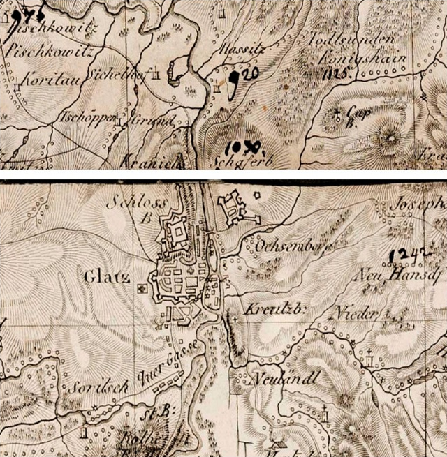Ausschnitt Grafschaft Glatz der Diebitsch-Karte 1820