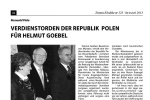 Verdienstorden der Republik Polen für Helmut Goebel