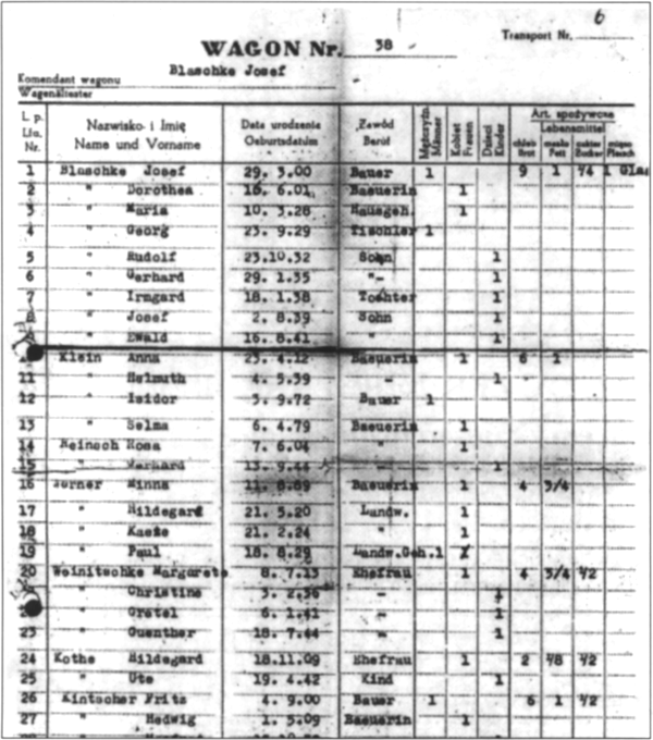 Dokument 5: WAGON-Liste